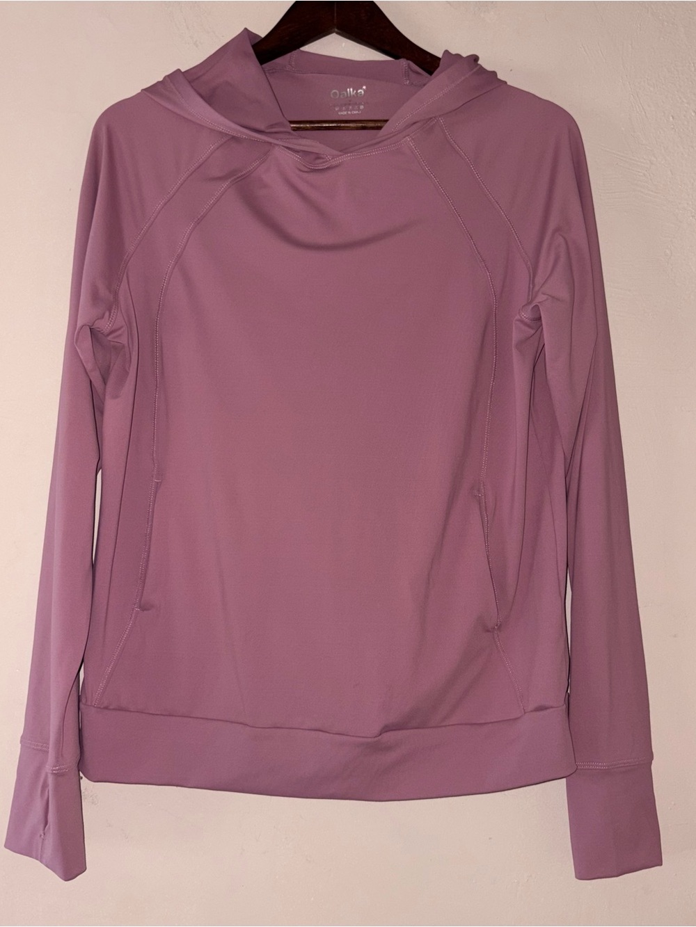 Oalka Mauve Pink Athletic Hoodie Long Sleeve Thumbhole Activewear Medium